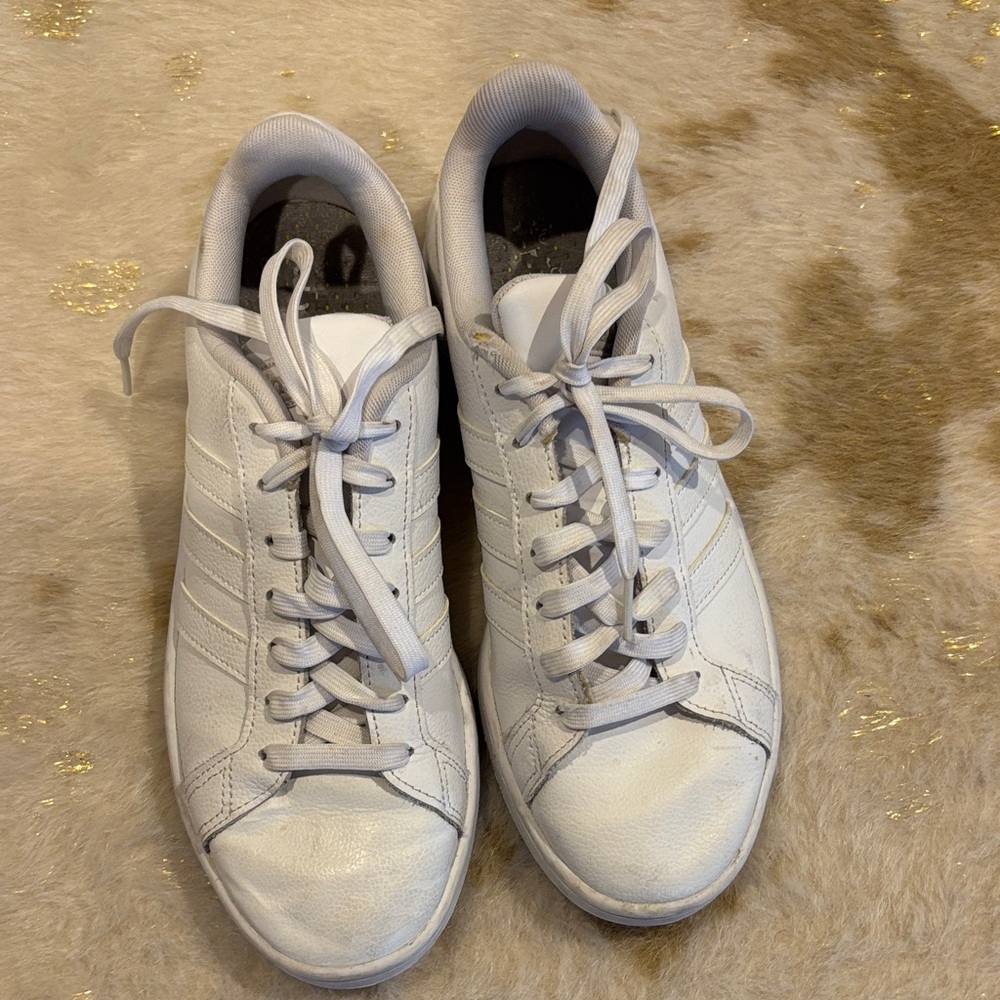 Adidas White Lace-Up Sneakers, size 9